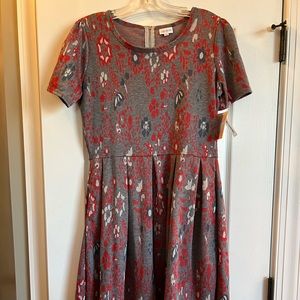 NWT Lularoe Amelia dress, grey ikat print, XL